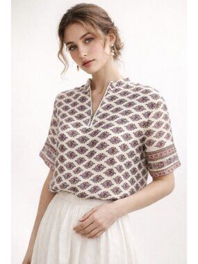 Madewell Floral 100% Silk Womens M Sustainable Blouse Cottage Romantic Luxury